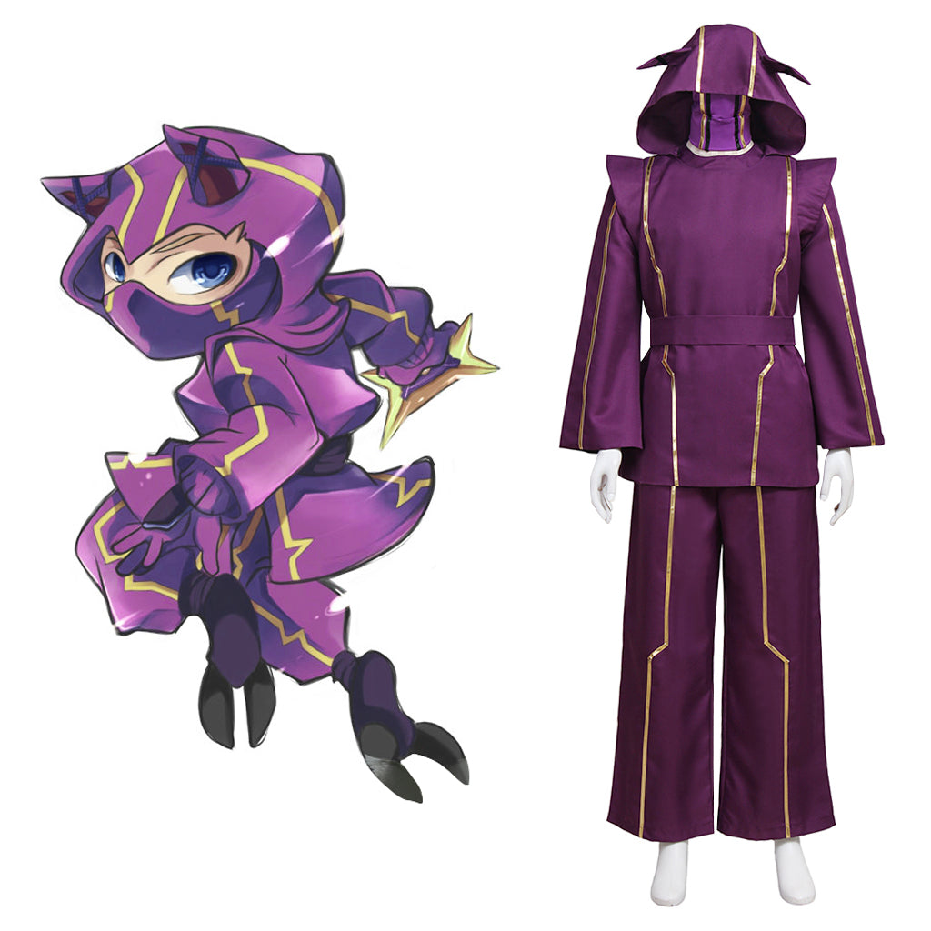 Halloweez Kennen Cosplay Outfit - Purple Battle Uniform with Hat - Halloweez