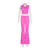 Barbie Movie Cosplay Costume Red Top and Flared Pants for Halloween - Halloweez