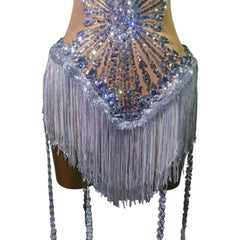 Sexy Diamond Sequin Fringe Bodysuit for Women - Club Performance Dance Costume Nightclub Dancer Outfit Stage Show - Halloweez