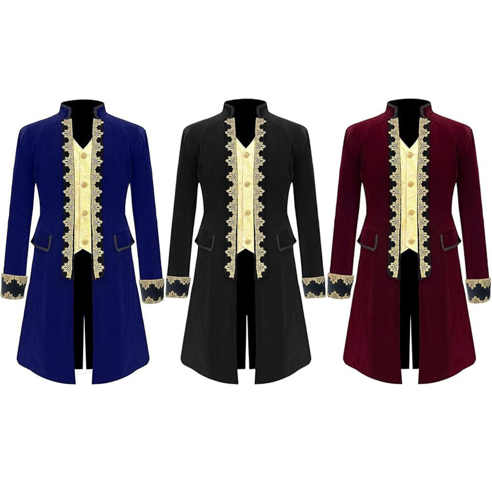 Medieval Steampunk Jacket Coat Gothic Victorian Coat Halloween Retro Tailcoat - Halloweez