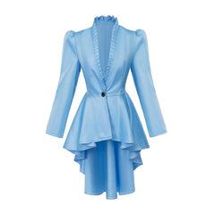 Elegant Gothic High-Low Cocktail Dress – Women's Vintage Medieval Cosplay Long Sleeve Bodycon Costume - Halloweez