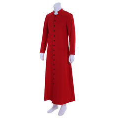 Men's Halloweez Clergy Robes - Red Church Priest Cassock Robe with Standing Collar - Halloweez