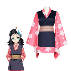 Demon Slayer Cosplay Kamado Tanjiro Sister Kanao Tsuyuri Short Kimono Costume for Stage Performance - Halloweez