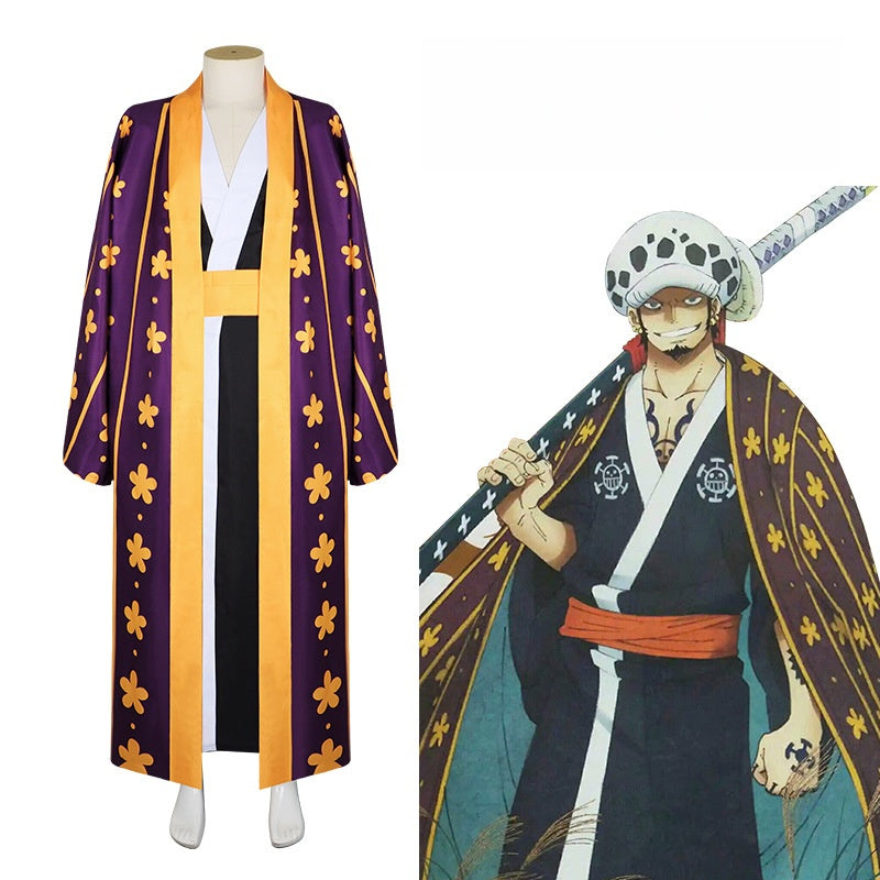One Piece Trafalgar Law Cosplay Costume Wano Country Samurai Outfit Anime Cosplay - Halloweez