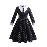 Adams Family Girl's Cosplay Costume Wednesday Dress Halloween Children's Clothing - Halloweez