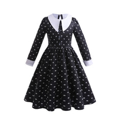 Adams Family Girl's Cosplay Costume Wednesday Dress Halloween Children's Clothing - Halloweez