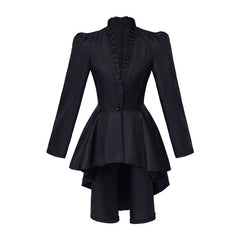 Elegant Halloweez Vintage Gothic High-Low Cocktail Dress – Women's Long Sleeve Medieval Cosplay Costume - Halloweez