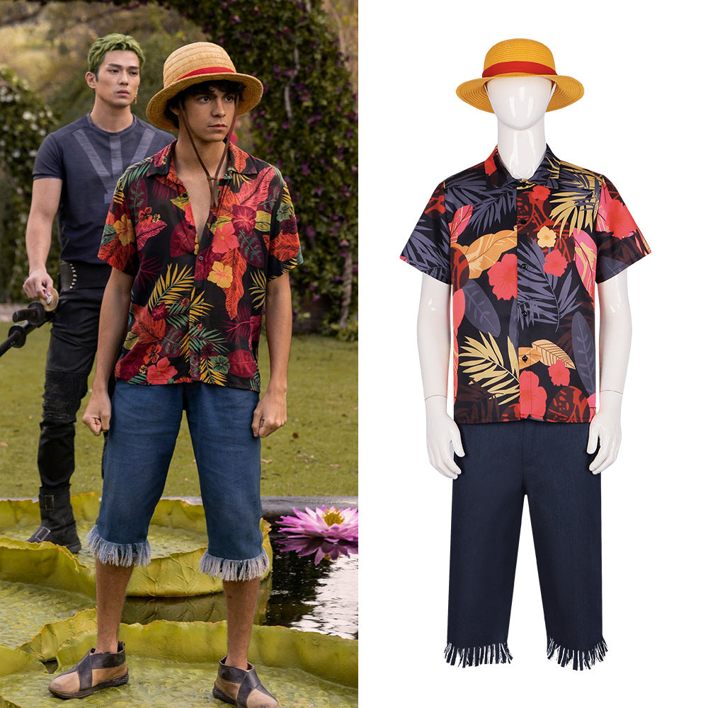 One Piece Luffy Cosplay Costume - Real Version Movie Same Role Play Clothing - Halloweez