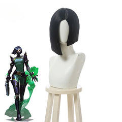 Halloweez Viper Cosplay Wig - 35cm Short Black Synthetic Hair for Halloween - Halloweez