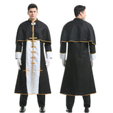 Halloween Medieval Nun Priest Robe COS Costume Virgin Mary Father Wizard Stage Performance Clothing - Halloweez