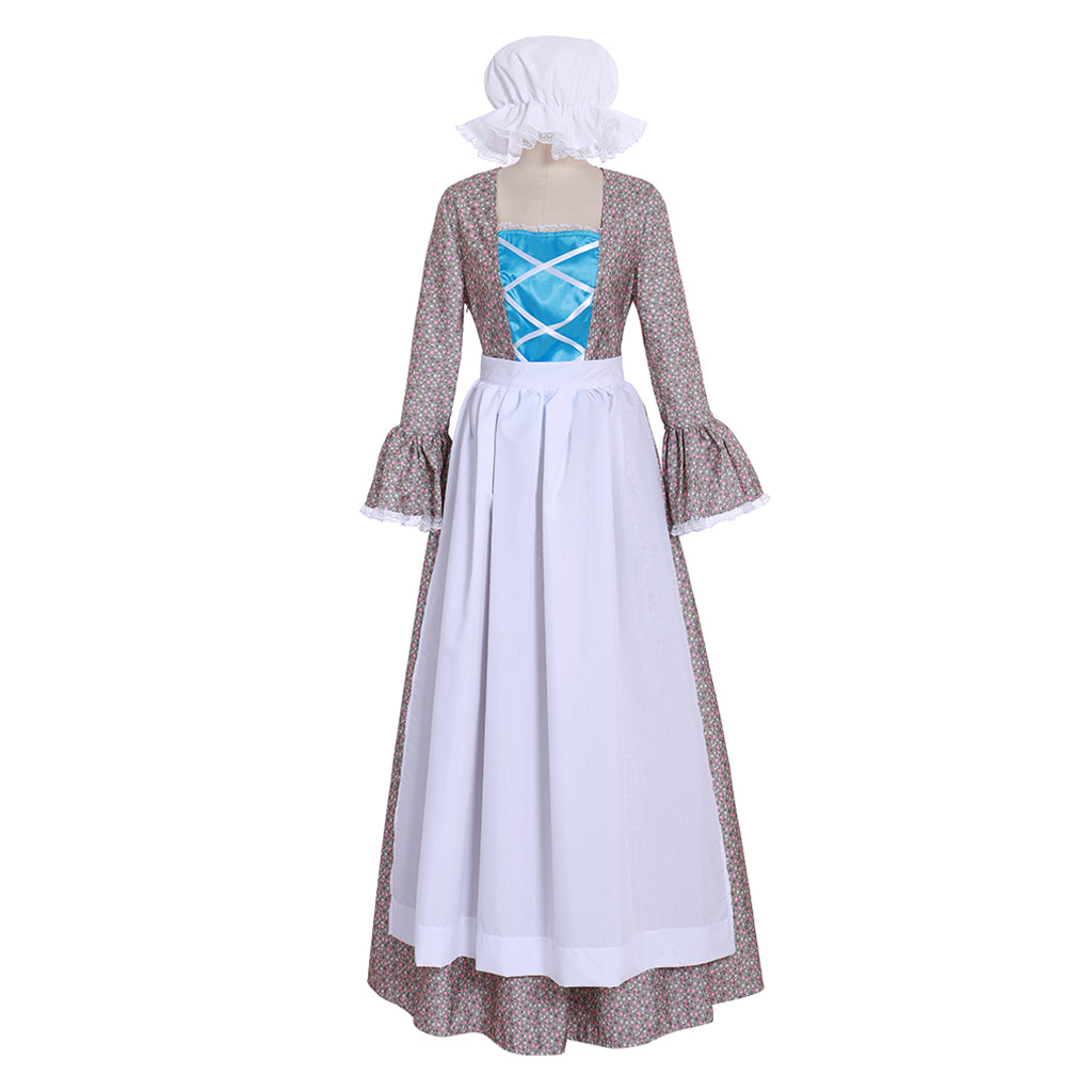 Elegant Halloweez Victorian Rural Floral Cosplay Gown | Women’s Vintage Prairie Dress - Halloweez