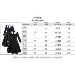 Adams Family Girl's Cosplay Costume Wednesday Dress Halloween Children's Clothing - Halloweez