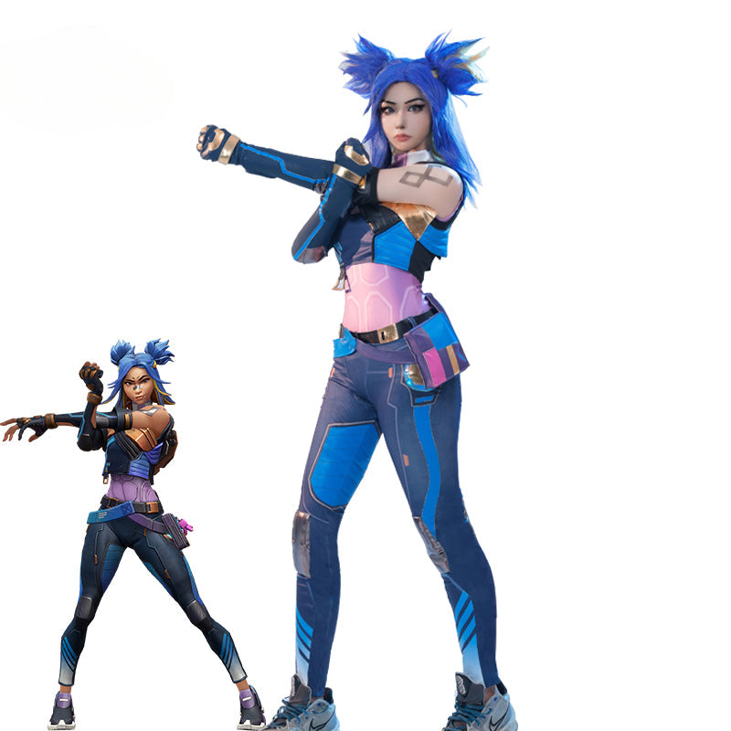 Stunning Halloweez Neon Cosplay Costume - Blue Valorant Women's Combat Uniform for Halloween Parties - Halloweez