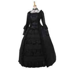 Halloweez Strawberry Victorian Lolita Dress - Gothic Square Neck Black Dress for Cosplay & Events - Halloweez