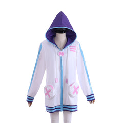 Halloweez Neptunia Cosplay Hoodie | Purple Heart Zip-Up Sweatshirt | Unisex Cosplay Jacket - Halloweez