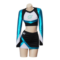 Euphoria Cassie Howard Blue Sequined Cheerleader Uniform Cosplay Outfit - Halloweez