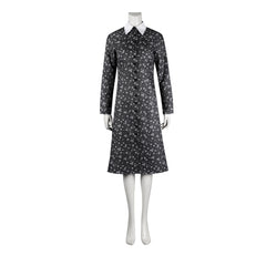 Wednesday Addams Black Floral Lace Dress Gothic Netflix Halloween Cosplay Costume - Halloweez