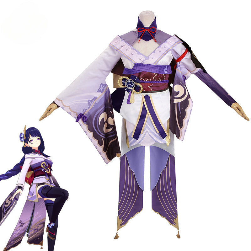 Halloweez Genshin Impact Baal Cosplay Costume - Raiden Shogun Halloween Women's Uniform Dress Full Set - Halloweez