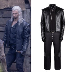 Witcher Geralt of Rivia Cosplay Costume Full Set Leather Jacket Halloween Game Character Outfit - Halloweez