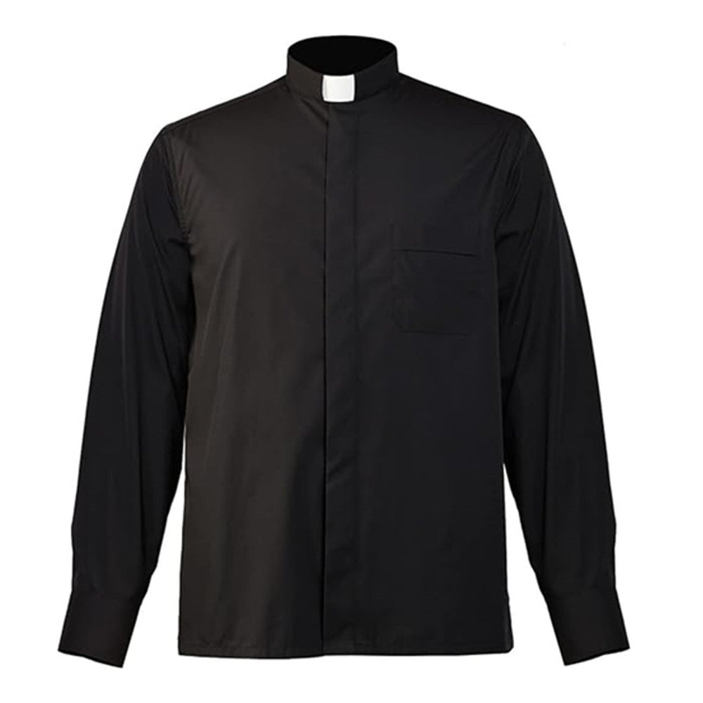 Halloween New Missionary Role Play Shirt Priest Father Cosplay Short Sleeve Black Shirt Spot - Halloweez
