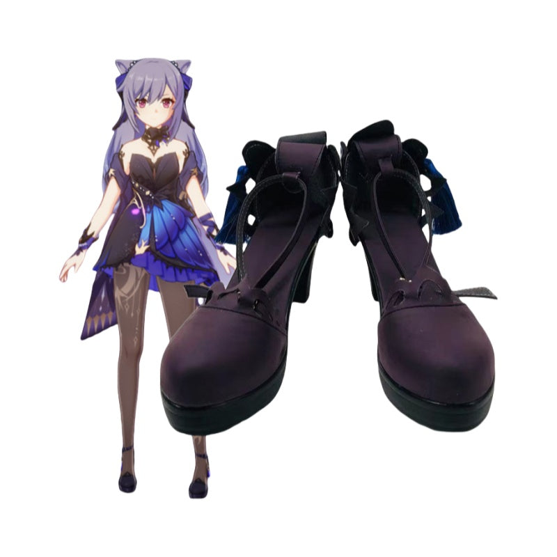 Genshin Impact Keqing Cosplay Shoes - Feathered Serenade Performance Prop Shoes - Halloweez