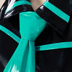 Hatsune Miku Cosplay, Custom Black Patent Leather Default Outfit for Halloween Comic Con