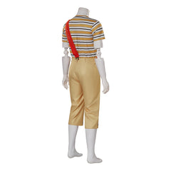 Halloweez El Chavo Del Ocho Costume Men Stripe T-Shirt Pants Set with Hat for Adult Halloween Outfits - Halloweez
