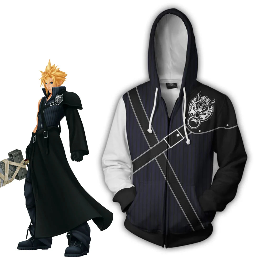 Halloweez FF7 Remake Cloud Strife Cosplay Sweatshirt - Perfect for Halloween & Carnivals - Halloweez