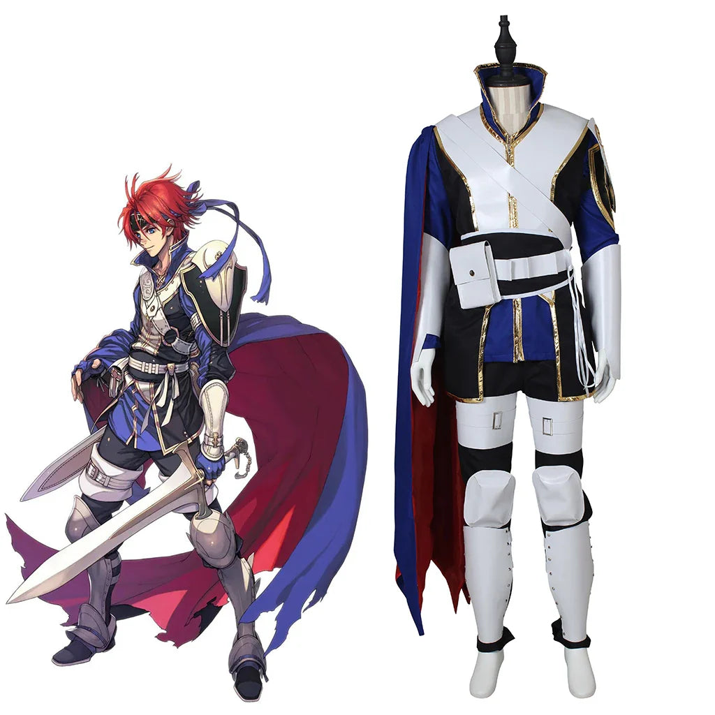 Halloweez Fire Emblem Roy Mercenary Cosplay Costume for Men with Cape - Ideal for Halloween and Carnival Parties - Halloweez