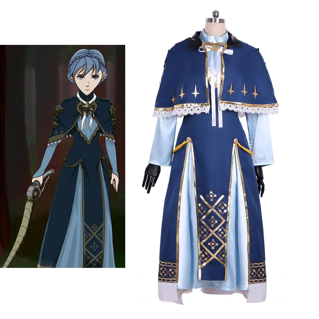 Halloweez Fire Emblem Marianne Cosplay Costume Women's Blue Uniform Dress for Halloween Parties and Comic Cons - Halloweez