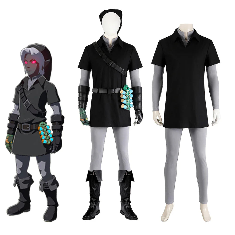 Halloweez Zelda Cosplay Dark Battle Uniform for Men - Full Set for Halloween Carnival Parties - Halloweez
