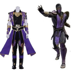 Halloweez Rain Cosplay Costume | Immersive Purple Warrior Outfit with Armguard, Gloves, and Mask - Halloweez