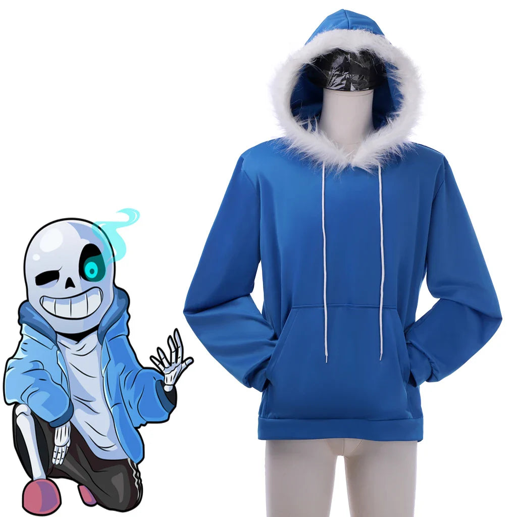 Halloweez Undertale Sans Cosplay Hoodie for Men - Blue Sweatshirt for Halloween Carnival & Comic Con - Halloweez