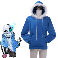Halloweez Undertale Sans Cosplay Hoodie for Men - Blue Sweatshirt for Halloween Carnival & Comic Con - Halloweez