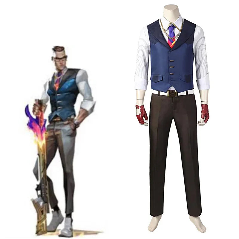 Halloweez Valorant Chamber Cosplay Costume for Women - Striking Sexy Top & Skirts for Halloween Carnival - Halloweez