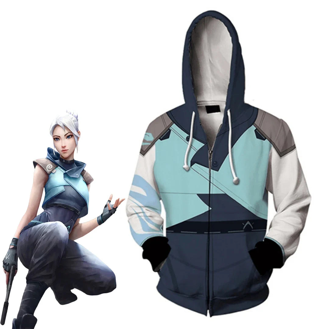 Embrace the Role of Jett with Halloweez Valorant Cosplay Hoodie - Perfect for Halloween, Comic Con, and Everyday Wear - Halloweez
