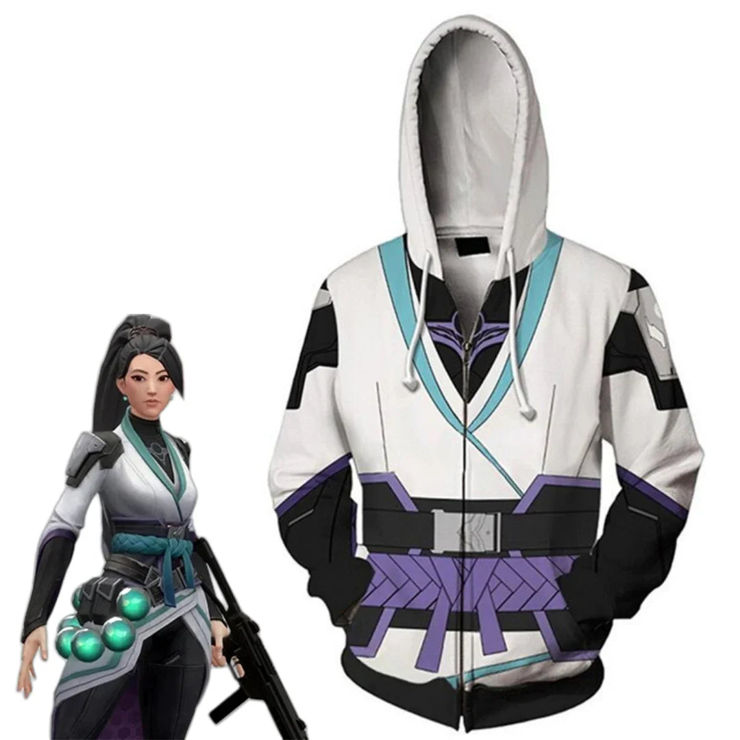 Halloweez Valorant Sage Cosplay Hooded Sweatshirt - 3D Printed Design for Men & Women - Halloweez