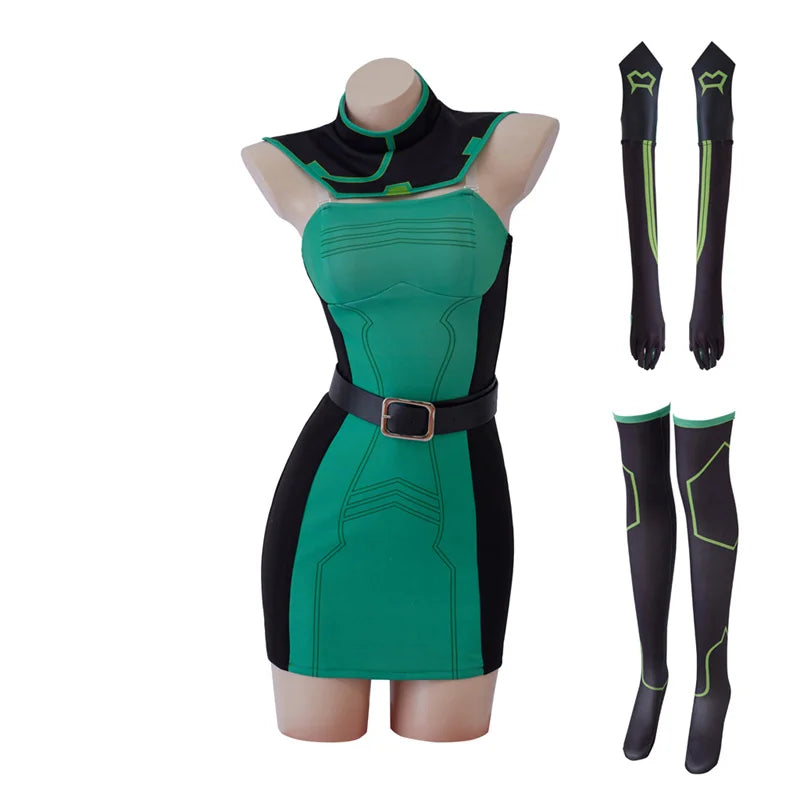 Halloweez Viper Cosplay Costume – Stylish Green Combat Dress for Women | Halloween Party Wear - Halloweez