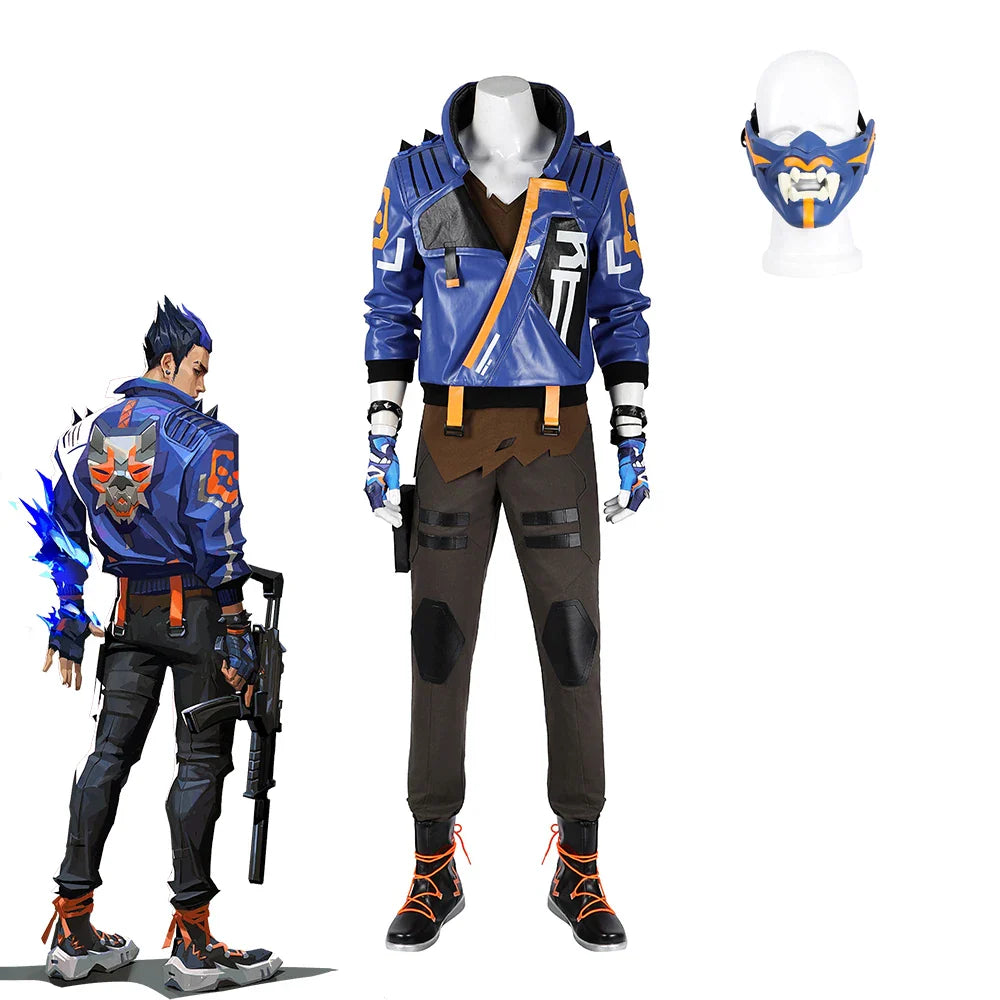 Halloweez Yoru Valorant Cosplay Costume Men's Full Set Jacket Pants Mask - Halloweez