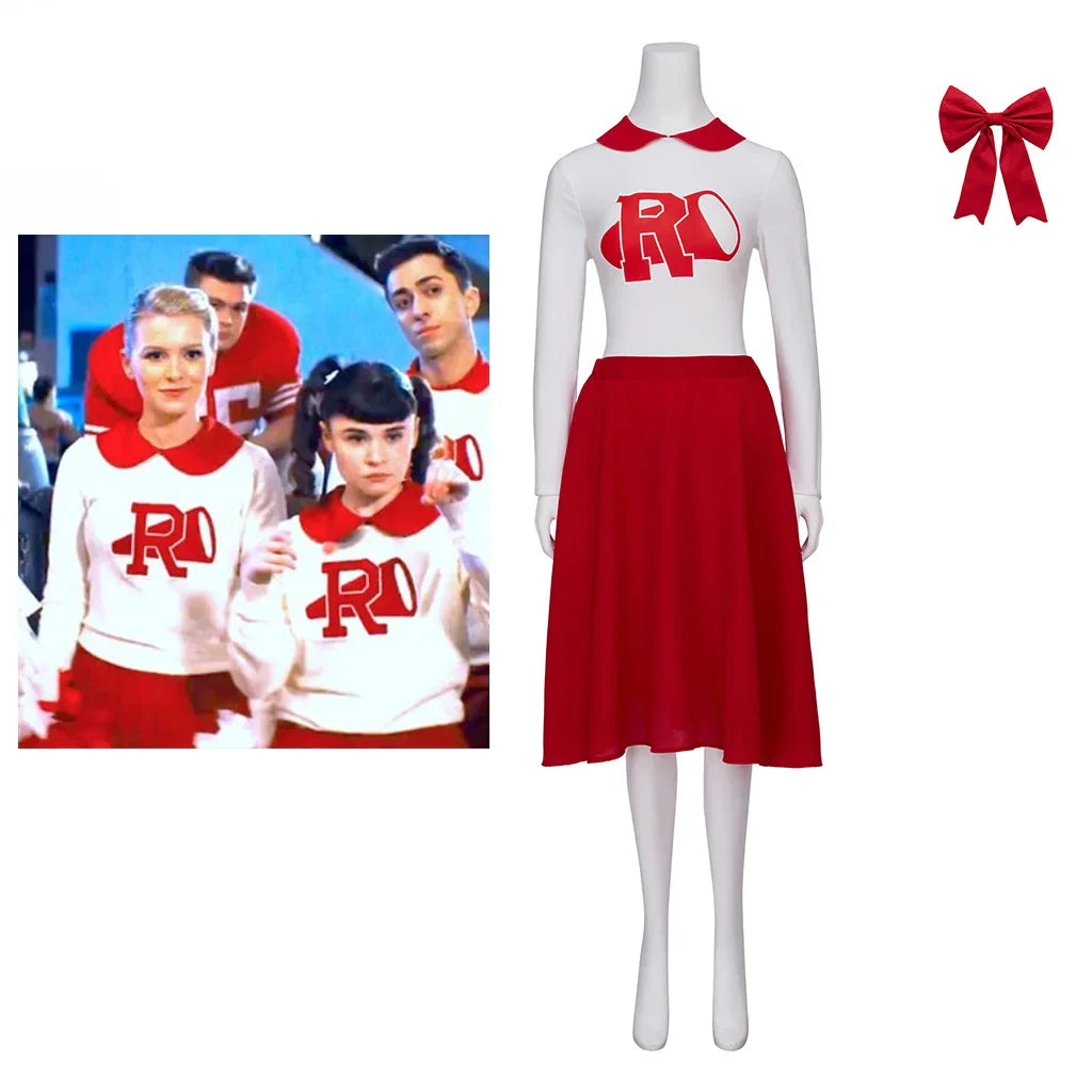 Halloweez Pink Ladies Cheerleading Costume - TV Grease Inspired Red Skirt Suit with Accessories - Halloweez