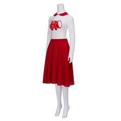 Halloweez Pink Ladies Cheerleading Costume - TV Grease Inspired Red Skirt Suit with Accessories - Halloweez