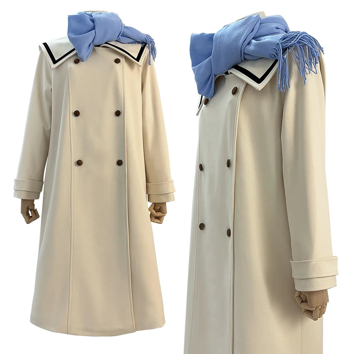 Halloweez Frieren Beyond Journey's End Anime Cosplay Winter Coat Dress with Ponytail Wig for Daily and Festive Wear - Halloweez