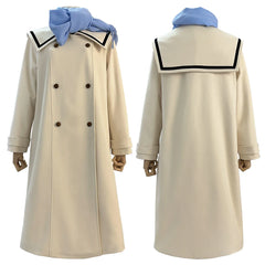 Halloweez Frieren Beyond Journey's End Anime Cosplay Winter Coat Dress with Ponytail Wig for Daily and Festive Wear - Halloweez