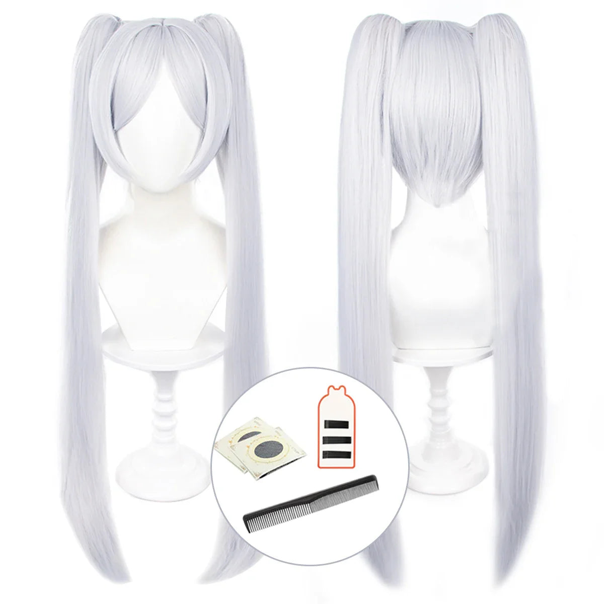 Halloweez Frieren Beyond Journey's End Anime Cosplay Wig - Rose Net Synthetic Fiber - Adjustable Size - Perfect for Halloween & Christmas - Halloweez