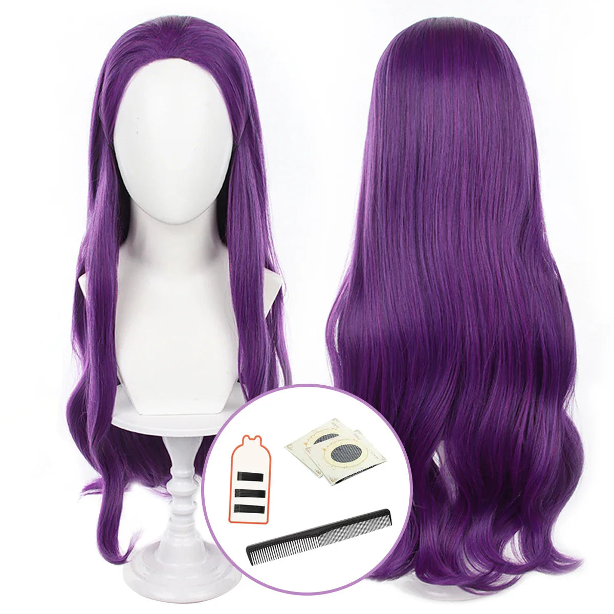 Halloweez Beyond Journey's End Anime Macht Cosplay Wig - Long Purple Rose Net Synthetic Fiber Adjustable Size - Halloweez