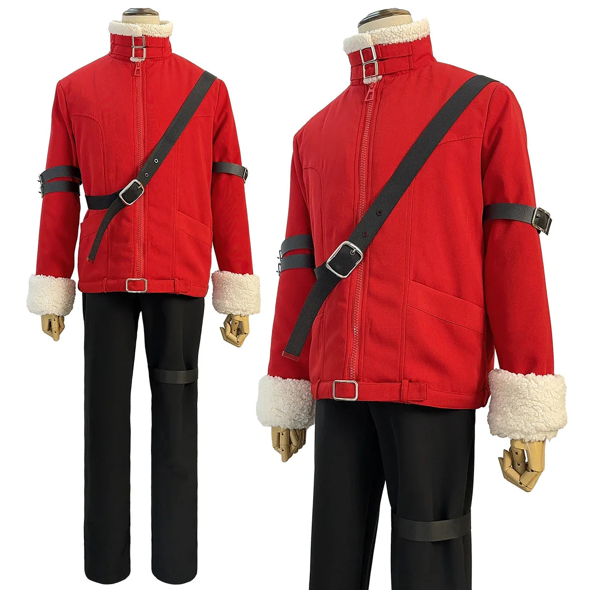 Halloweez Beyond Journey's End Anime Stark Cosplay Costume with Red Wig, Winter Jacket, and Black Pants - Halloweez