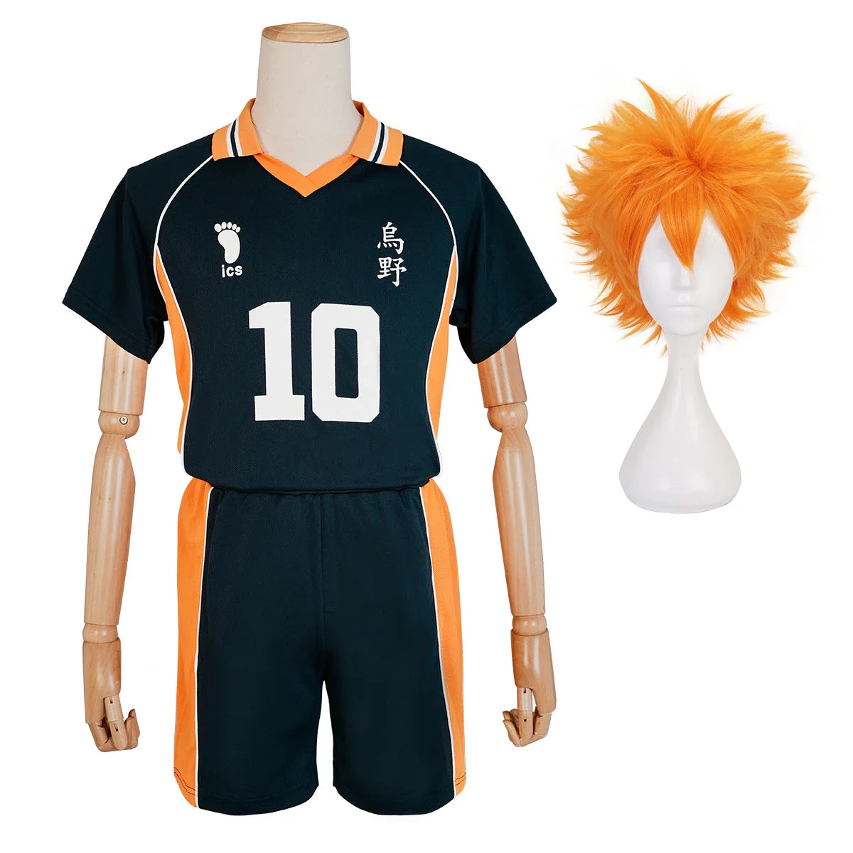 Halloweez Haiky Anime Hinata Shouyou Cosplay Wig and High School Volleyball Uniform Set - Halloweez