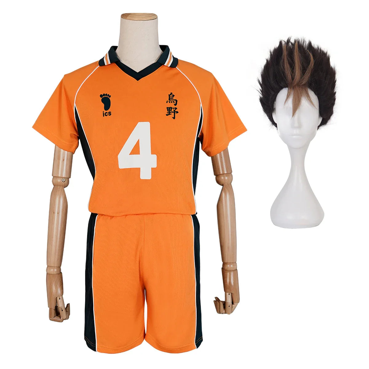 Halloweez Anime Nishinoya Yuu Jersey NO.4 Cosplay Costume Wig High School Volleyball Club Uniform Top Shorts Daily - Halloweez
