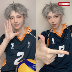 Halloweez Anime Sugawara Koushi Jerseys NO.2 Cosplay Costume Wig KARASUNO High School Volleyball Uniform Top Short Rose NetBody - Halloweez