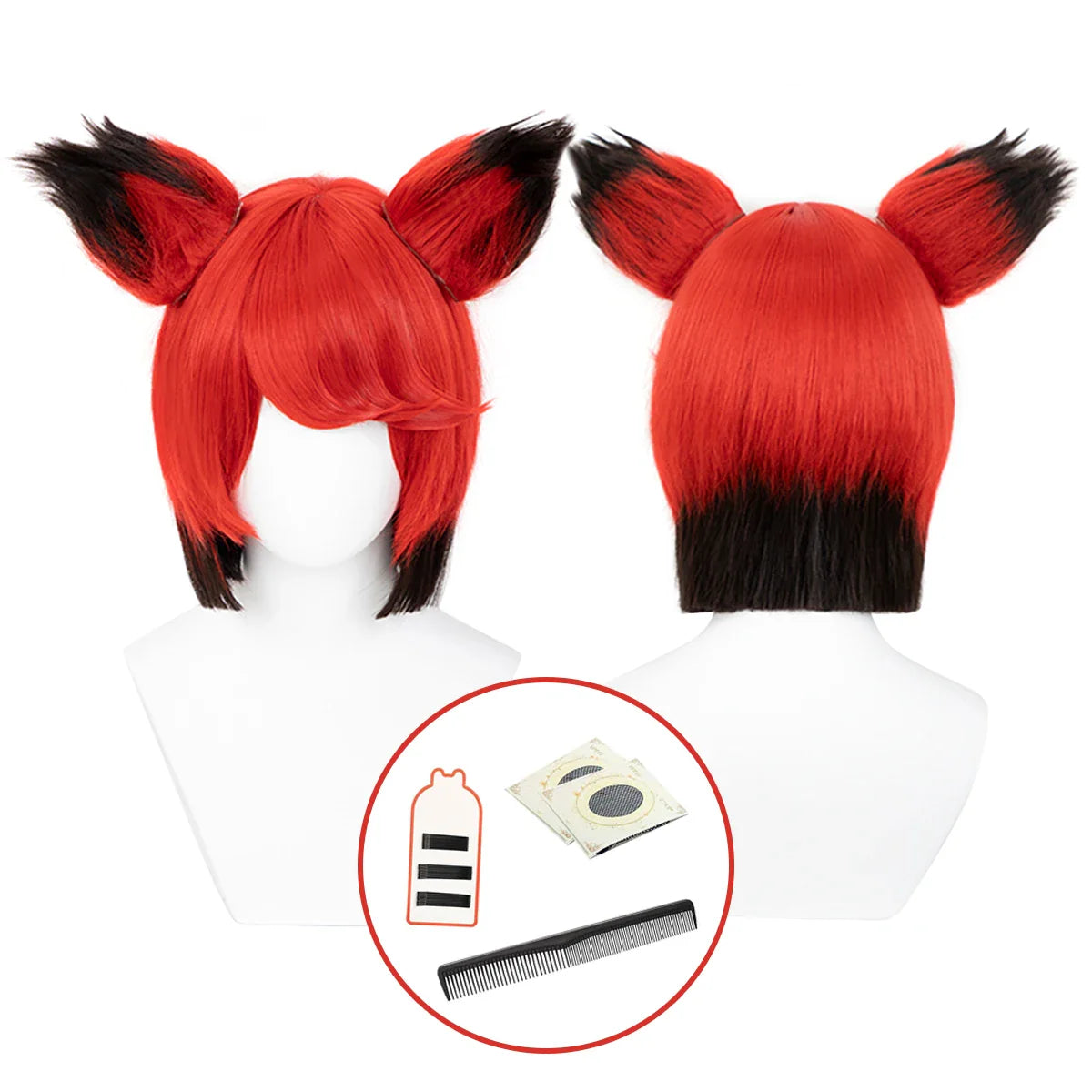 Halloweez Anime Alastor Cosplay Wig - Synthetic Fiber Adjustable Size - Perfect for Halloween & Christmas - Halloweez